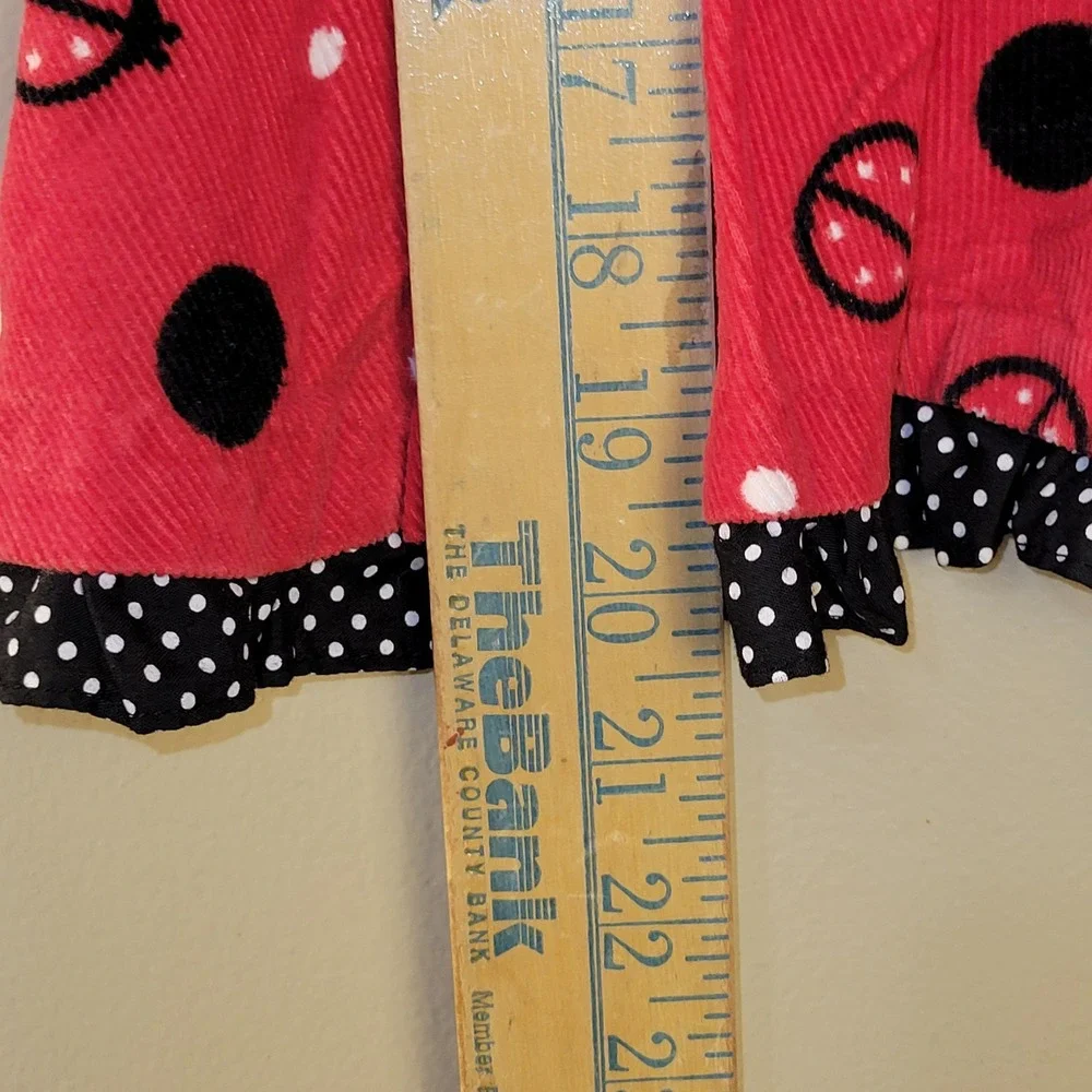 Rare Editions Girls‎ Red Ladybug Corduroy Dress Size 5 Long Sleeve Polka Dot Bow